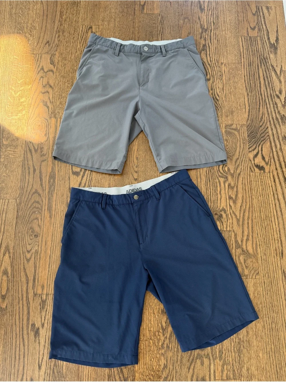 2-pack adidas Men's Navy & Gray Flat Front Performance Shorts | Lot of 2